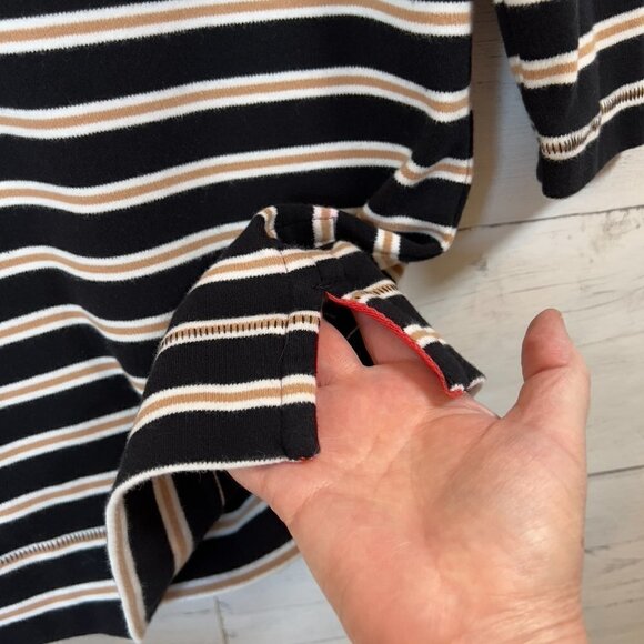Lou & Grey Dress Womens Size XS Black, Brown and White Cotton Striped Shift Cozy - Picture 7 of 13